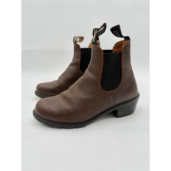 Blundstone Heeled Stout Brown Original Leather Chelsea Boots Women's 6.5 - Picture 4 of 8